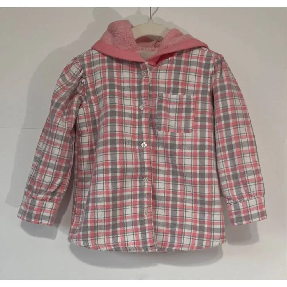 Buffalo David Bitton Pink And Gray Plaid Flannel Jacket Size 3T